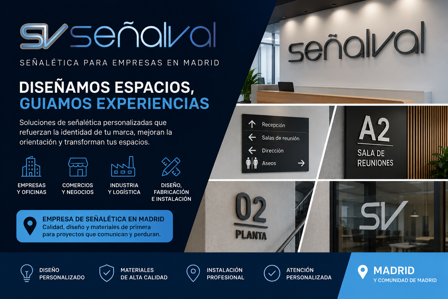 Señalética en Madrid: cómo una buena señalización transforma empresas, oficinas y espacios comerciales